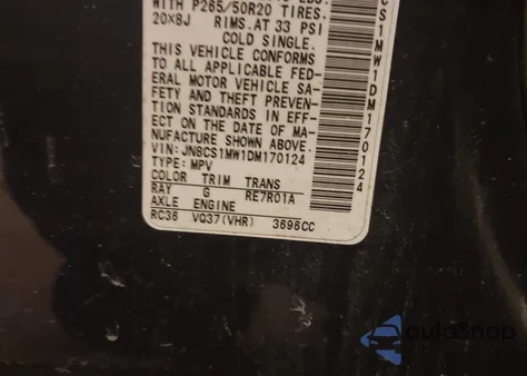 2013 Infiniti Fx37 from USA, damaged, VIN JN8CS1MW1DM170124